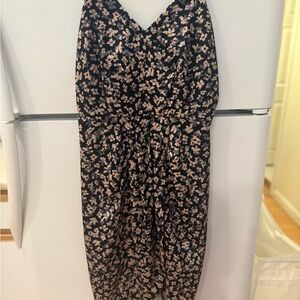 Chelsea28 Cream and Black Ruched Spaghetti Strap Cocktail Dress